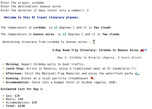 Travel Itinerary Project Screenshot