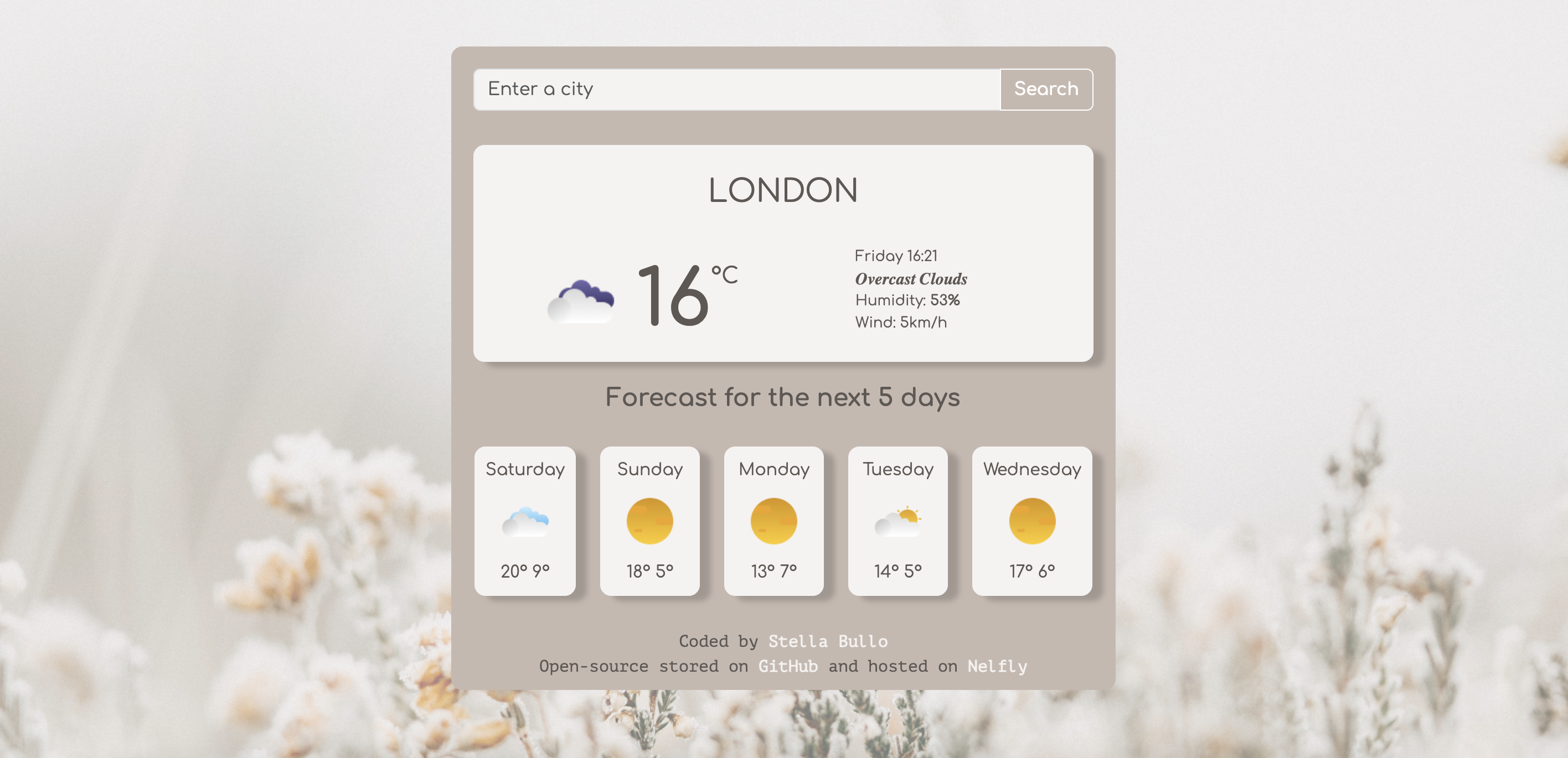 JavaScript Weather App Screenshot
