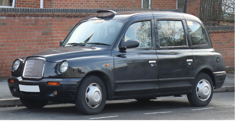 A black London taxi