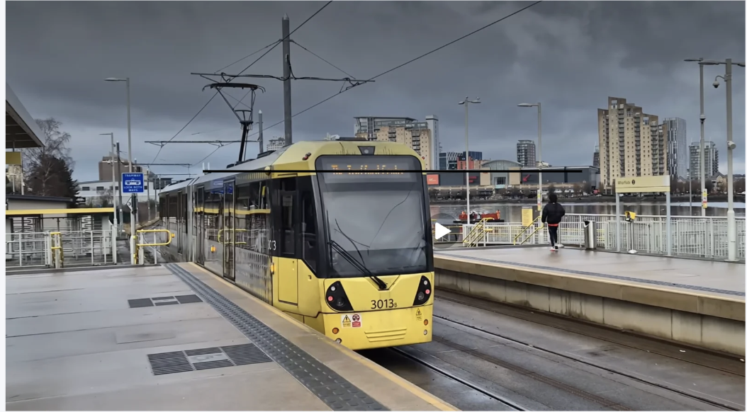A yellow tram